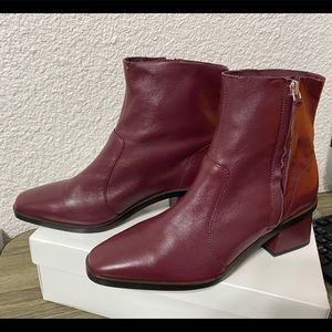 TOPSHOP BURGUNDY WOMENS BOOTIES